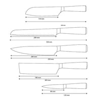 Shinrai Knives - Juego de 5 cuchillos de zafiro epoxi con estampado de Damasco: cuchillo de chef, cuchillo de pan, nakiri, santoku pequeño y cuchillo para pelar