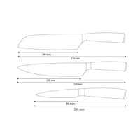 Shinrai Knives - Juego de 3 cuchillos de acero inoxidable martillado: cuchillo de chef, santoku y cuchillo para pelar