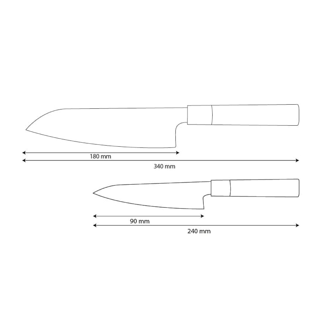 Cuchillos Shinrai - Juego de cuchillos Damasco Takumi Kaza de 2 piezas - Santoku + cuchillo pelador