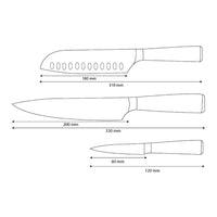 Shinrai Knives - Juego de 3 cuchillos de epoxy zafiro con estampado de Damasco: cuchillo de chef, santoku y cuchillo para pelar