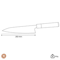 Ame - Cuchillo de cocinero japonés con patrón de lluvia de 21 cm, cuchillo de cocinero Satake