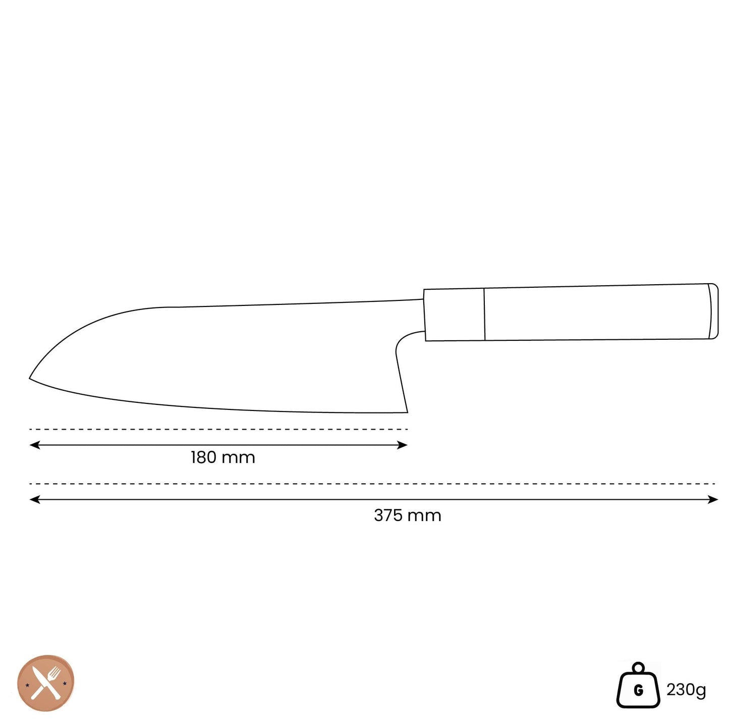 Ame - Patrón de lluvia Santoku japonés 18 cm Cuchillo Santoku Satake