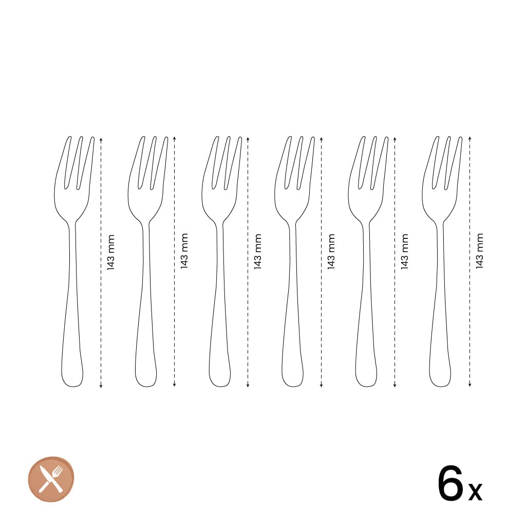 Amefa - Tenedores para baguette (6 unidades) - Tenedores plateados para repostería Amefa