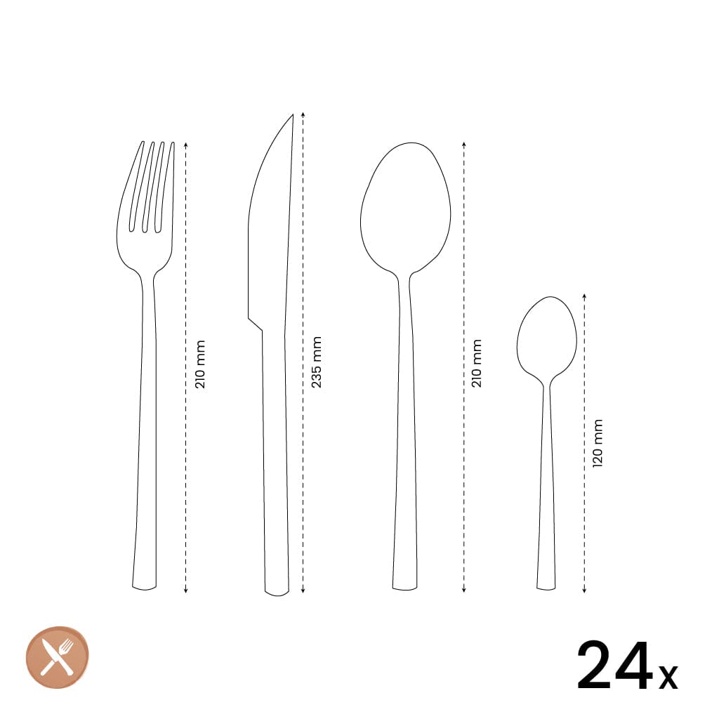 Amefa - Juego de cubiertos Livia Trendy de 24 piezas - Juego de cubiertos plateados Amefa