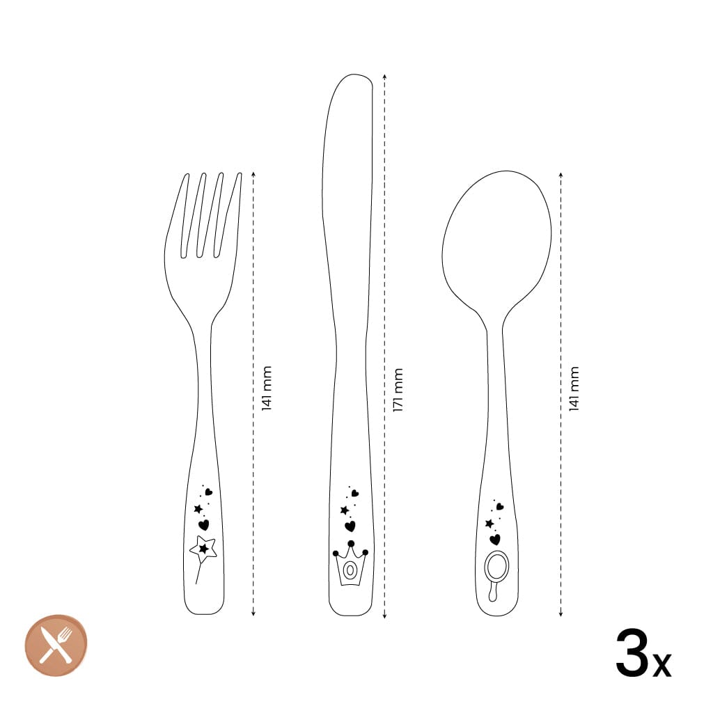 Amefa - Cubertería infantil Princesa 3 piezas Cubertería infantil Amefa