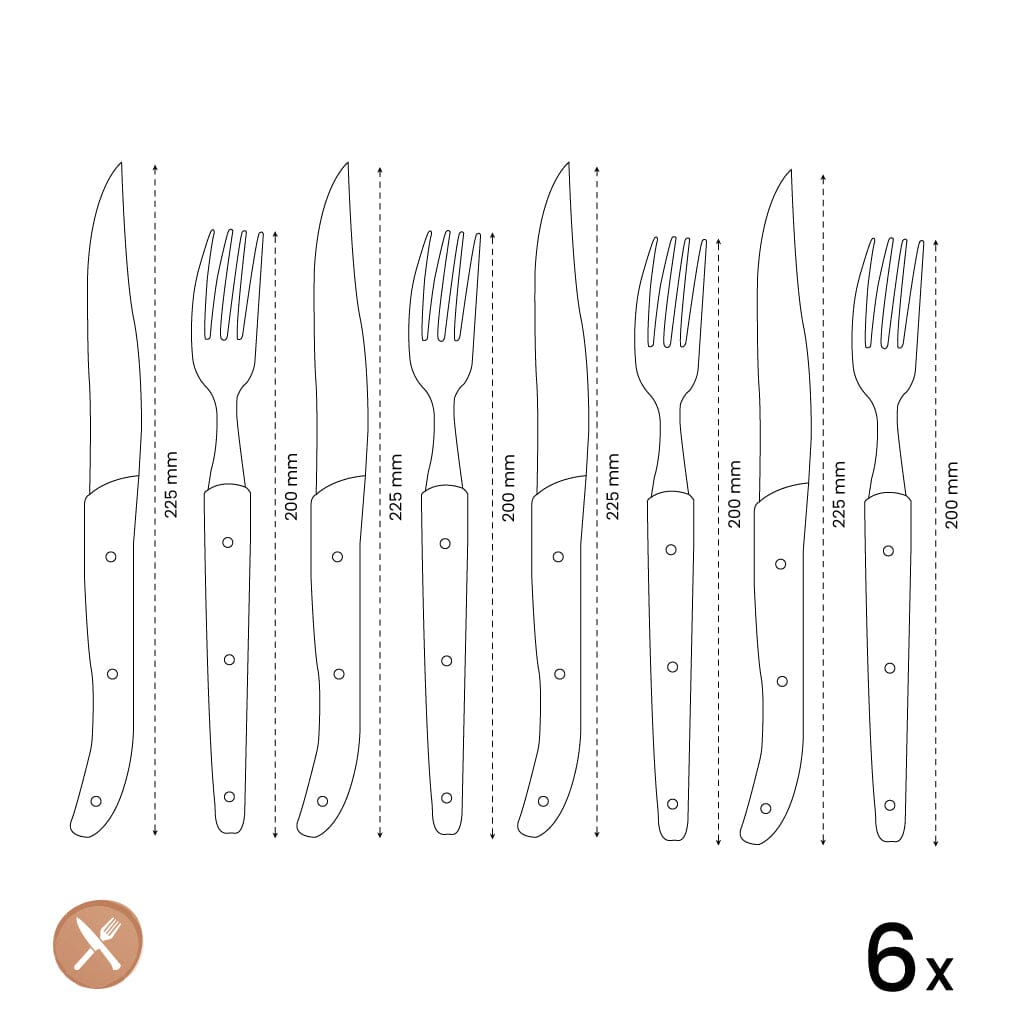 Amefa - Juego de cuchillos para carne Royal Steak de 8 piezas - Cuchillos para carne negros Amefa