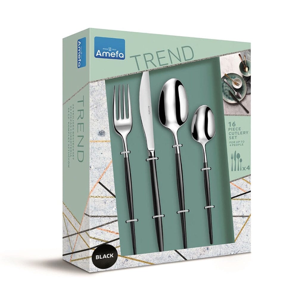 Amefa - Juego de cubiertos Soprano 16 piezas negro Juego de cubiertos Amefa