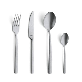 Amefa - Juego de cubiertos Manille Stonewash de 16 piezas - Plata Amefa - Juego de 16 piezas de acero inoxidable lavado a la piedra en caja de tendencia - acero inoxidable Amefa