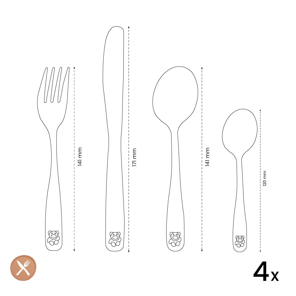 Amefa - Cubiertos infantiles Teddy 4 piezas Cubiertos infantiles Amefa