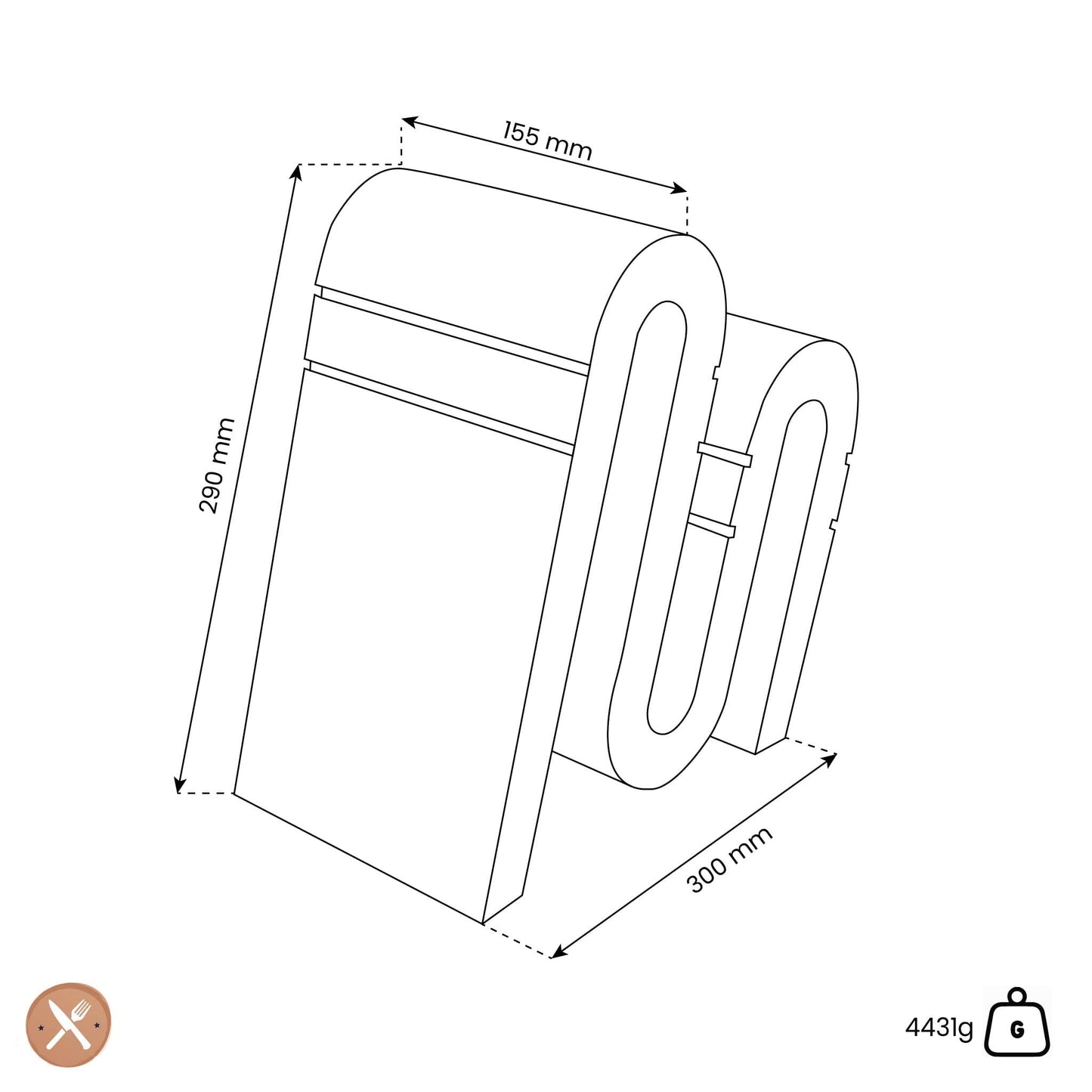 Artelegno - Bloque magnético para cuchillos Chicane - Madera de haya Bloque magnético para cuchillos Artelegno