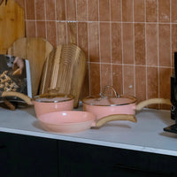 Cook & Pan - Juego de sartenes de 2 piezas color rosa