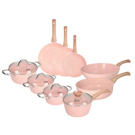 Cook & Pan - Juego de sartenes para colorete de 9 piezas Cook & Pan - Juego de sartenes Blush Juego de sartenes de 9 piezas Cook & Pan