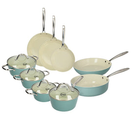 Cook & Pan - Batería de cocina Go Blue de 9 piezas Cook & Pan - Juego de sartenes Go Blue Juego de sartenes de 9 piezas Cook & Pan