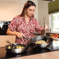 Cook & Pan - Juego de utensilios de cocina de acero inoxidable color miel de 9 piezas