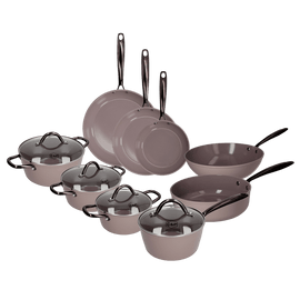Cook & Pan - Batería de cocina Taupe of Mind de 9 piezas Cook & Pan - Juego de sartenes Taupe of Mind Juego de sartenes de 9 piezas Cook & Pan