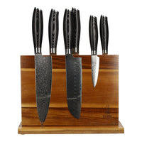 Coffret de 6 couteaux en bois Damas Pakka + bloc magnétique pour couteaux Shinrai