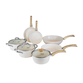 Cook & Pan - Batería de cocina Go Ivory de 7 piezas Juego de sartenes Go Ivory de 7 piezas de C&P