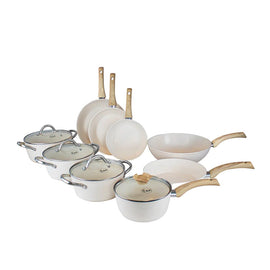 Cook & Pan - Batería de cocina Go Ivory de 9 piezas Juego de sartenes Go Ivory de 9 piezas de C&P