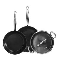 GreenPan - Juego de utensilios de cocina Barcelona Pro de 4 piezas 28/30/28 cm - sartén + cacerola con tapa + wok Juego de utensilios de cocina GreenPan