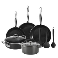 GreenPan - Barcelona Pro Juego de utensilios de cocina de 9 piezas All You Need 20/24/28/22 cm - 2 sartenes + cacerola con tapa + wok + cazuela + juego de 3 espátulas Juego de utensilios de cocina GreenPan