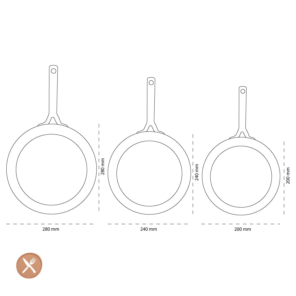 GreenPan - Juego de sartenes naturales de 3 piezas con revestimiento antiadherente cerámico 20/24/28 cm Juego de sartenes GreenPan