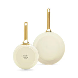 GreenPan - Juego de sartenes Padova Cream White 2 piezas con revestimiento antiadherente cerámico 20/26 cm GreenPan - Juego de sartenes Padova Cream White de 2 piezas con revestimiento antiadherente cerámico de 20/26 cm Juego de sartenes GreenPan