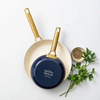 GreenPan - Juego de sartenes Padova Oxford Blue de 2 piezas con revestimiento antiadherente cerámico de 20/26 cm Juego de sartenes GreenPan