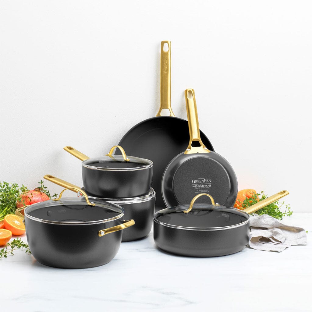 GreenPan - Juego de sartenes Padova Reserve Black de 10 piezas Juego de sartenes GreenPan