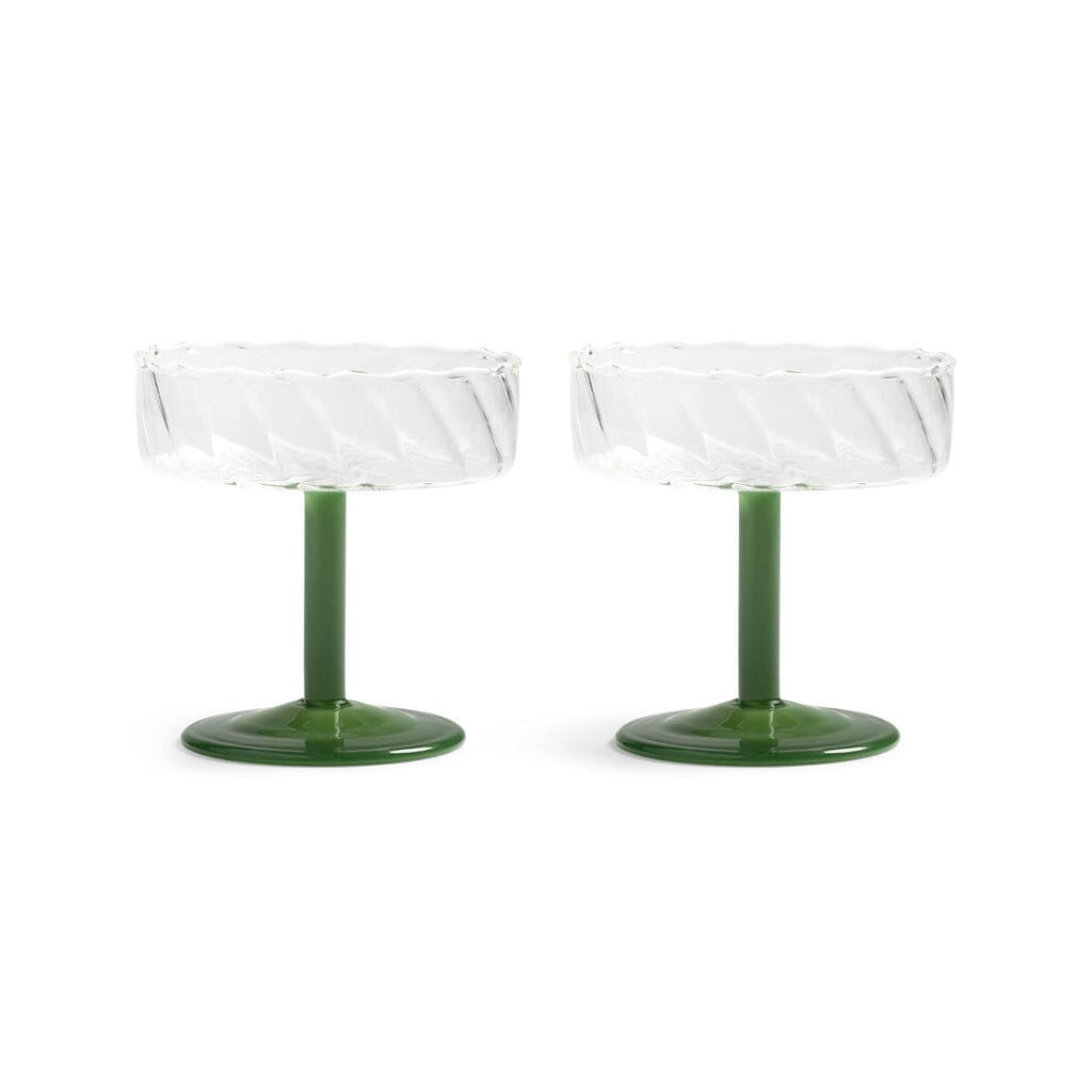 &Klevering - Coupe twirl verde oscuro Juego de 2 copas de cóctel &Klevering