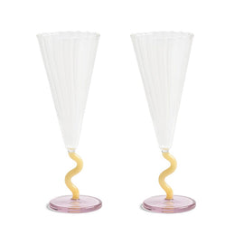 &Klevering - Flauta curva caramelo juego de 2 &Klevering - Juego de 2 copas de champán curvas de caramelo &Klevering