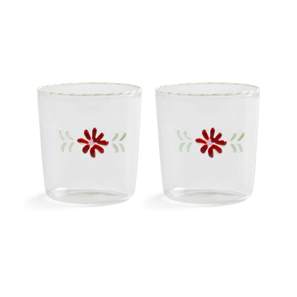 &Klevering - Juego de 2 vasos de cristal flora rojo &Klevering