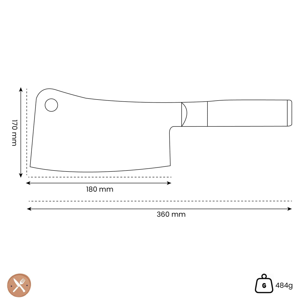 Kuro - Cuchillo de cortar japonés de 18 cm Cuchillo de cortar Satake