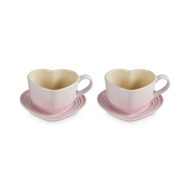 Le Creuset - Juego de 2 tazas con forma de corazón, color rosa concha Le Creuset - Mokken in Hartjesvorm 2-delige Set Shell Pink Le Creuset