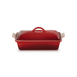 Le Creuset - Fuente de horno rectangular con tapa 33 cm rojo cereza Le Creuset - Ovenschaal Rechthoekig met Deksel 33cm Kersenrood Le Creuset
