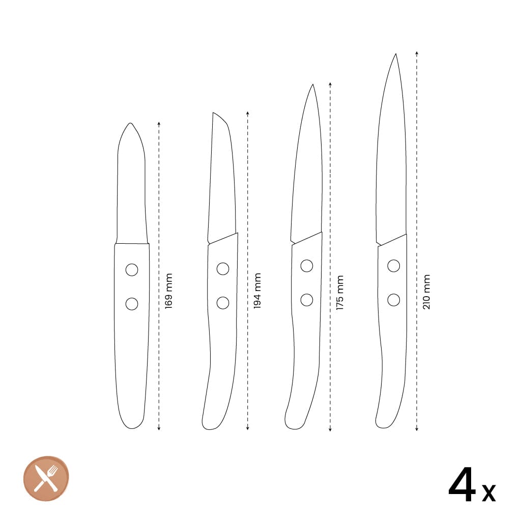 Lou Laguiole - Juego de 4 cuchillos para pelar Forest - Cuchillo para pelar de madera Lou Laguiole