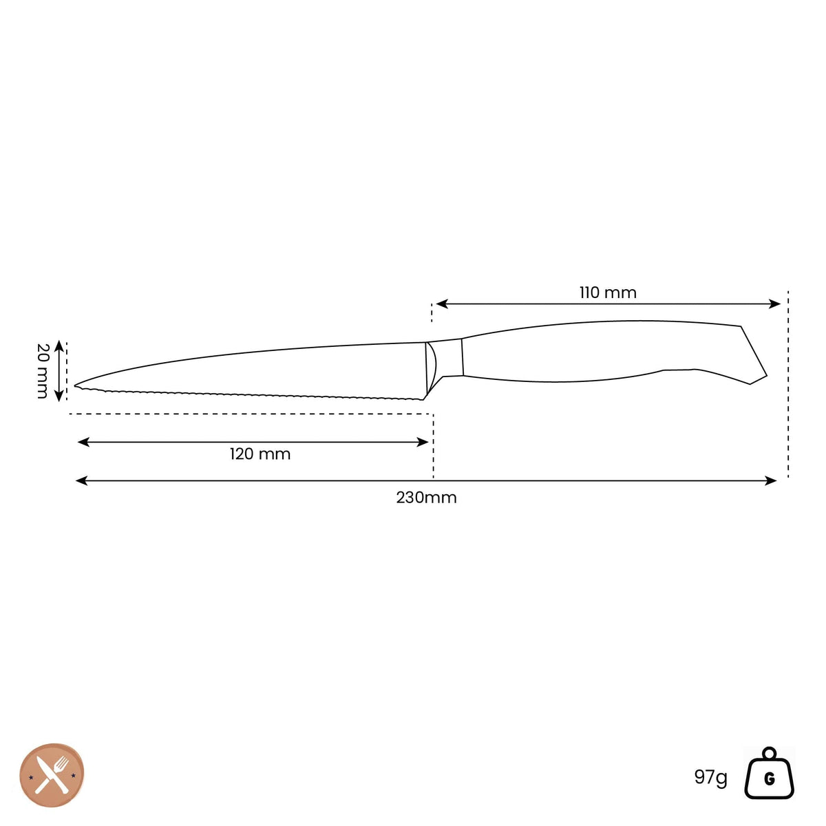 Cuchillo para tomates Messermeister - oliva luxury de 13 cm Cuchillo para tomates Messermeister
