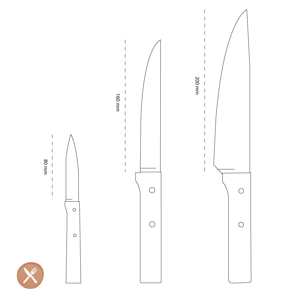 Opinel - Juego de cuchillos 3 piezas, Opinel Parallèle, acero inoxidable/madera Opinel