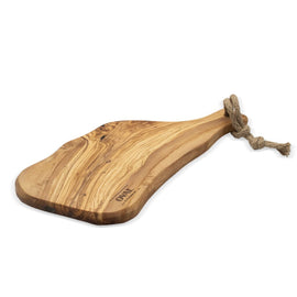 OVAL - Tabla de servir de pura madera de olivo Rustique 40-45 cm Tabla de servir ovalada de madera de olivo rústica con mango 40-45 cm Utensilios de cocina ovalados