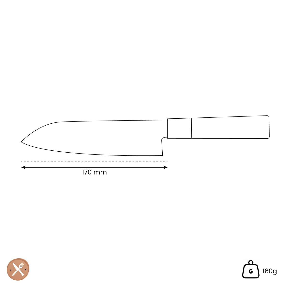 Satake - Cuchillo santoku japonés Madera de Magnolia 17 cm Cuchillo Santoku Satake