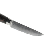 Shinrai Japón - Estampado de Damasco 4 Cuchillos para carne Cuchillos para carne Shinrai Japón
