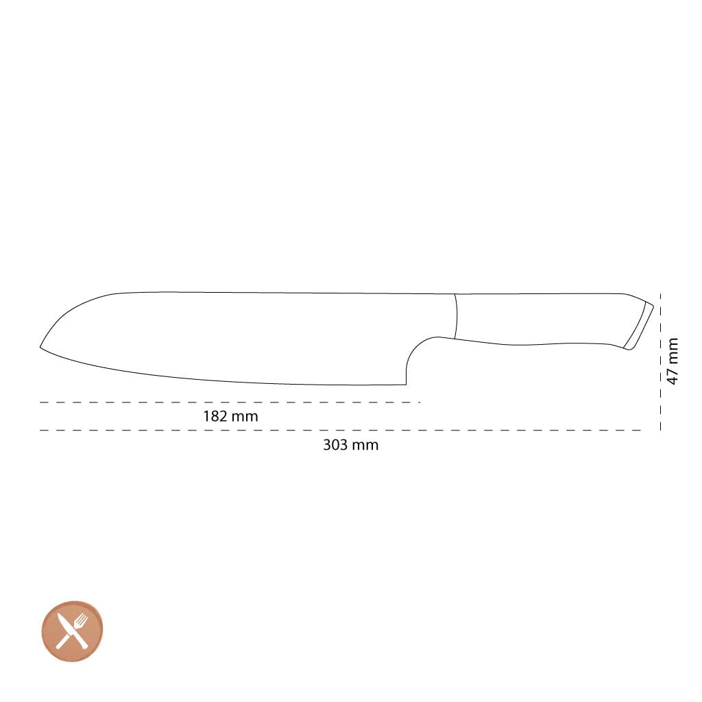Shinrai Japan - Cuchillo Santoku Damasco Serie Eclipse Cuchillo Santoku de 18 cm Shinrai Japan