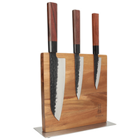 Bloque magnético para cuchillos Cito de doble cara de Shinrai Japón - Madera de acacia Bloque magnético para cuchillos Shinrai Japón