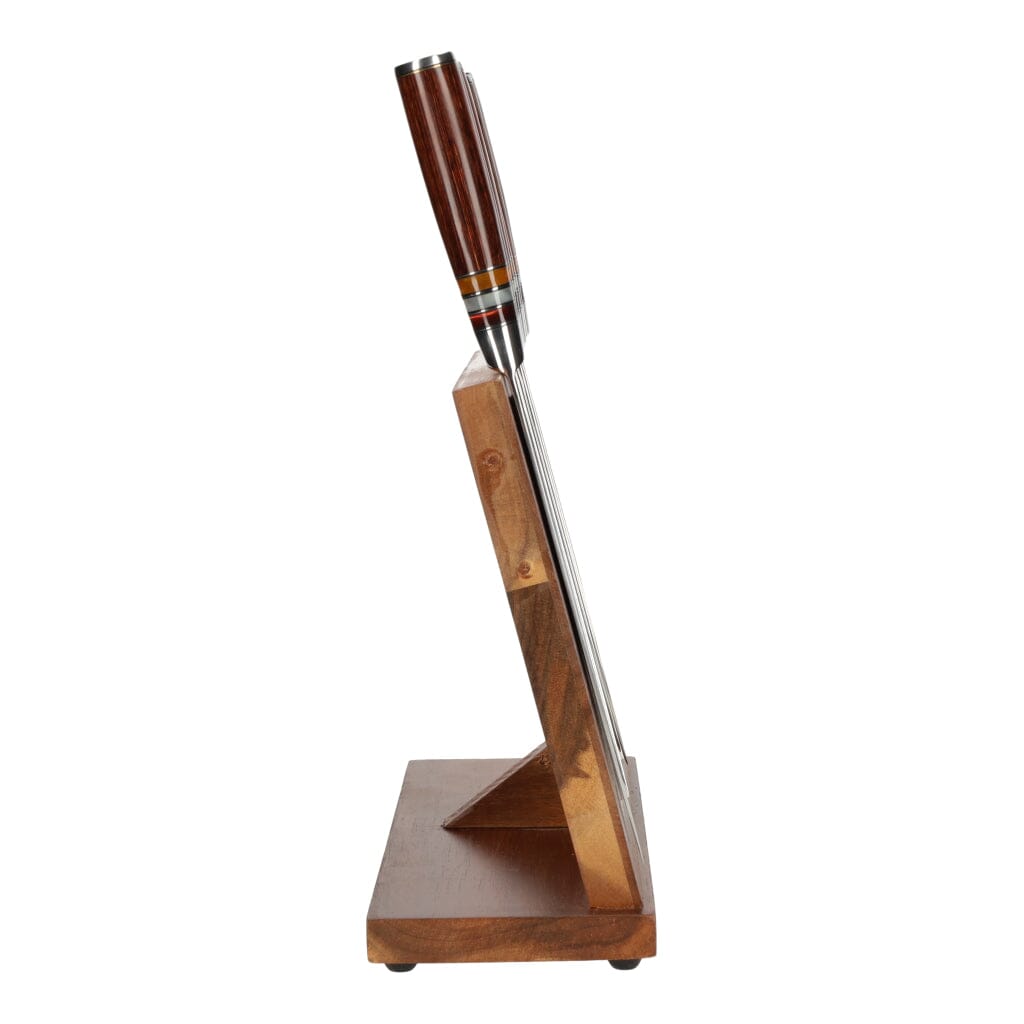 Shinrai Japón - Juego de 7 cuchillos de Damasco Micarta Jewels + Bloque magnético para cuchillos (juego de cuchillos de una sola cara con bloque) Shinrai Japón