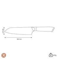 Shinrai Japón - Cuchillo Santoku de Damasco con Joyas de Nácar de 18 cm Cuchillo Santoku Shinrai Japón