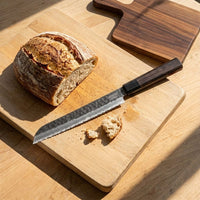 Cuchillos Shinrai - Edición Blackout Cuchillo de pan de acero de Damasco de 20 cm Cuchillo de pan Shinrai