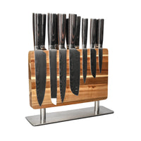 Cuchillos Shinrai - Juego de 15 cuchillos con estampado de Damasco - Colección Master XXL + Juego de cuchillos con bloque Shinrai