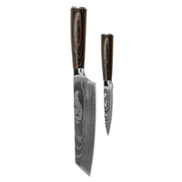 Cuchillos Shinrai - Juego de cuchillos de 2 piezas con estampado de Damasco - Kiritsuke + Cuchillo pelador Juego de cuchillos Shinrai