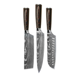Juego de cuchillos Damascus Print Juego de cuchillos de 3 piezas Shinrai Knives - Damascus Print 3-delige Messenset Messenset Shinrai Knives