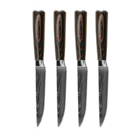 Cuchillos Shinrai - Estampado Damasco 4 Cuchillos para Carne Cuchillos para Carne Cuchillos Shinrai