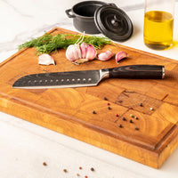 Couteaux Shinrai - Coffret de 7 couteaux à motif damassé + bloc à couteaux - Coffret de couteaux rotatifs avec bloc - Couteaux Shinrai